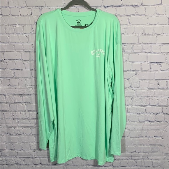 BillaBong Mens Long Sleeve Rash Guard UPF Sun Protection Green Size 2XL NWT - Picture 1 of 7